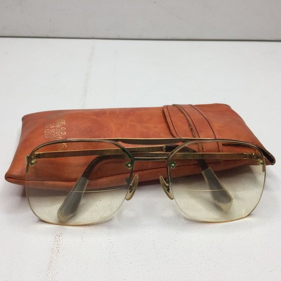 Vintage Univis USA Womens Bifocal Reading Glasses Yellow Brown 60 18 145mm Case - Picture 1 of 16
